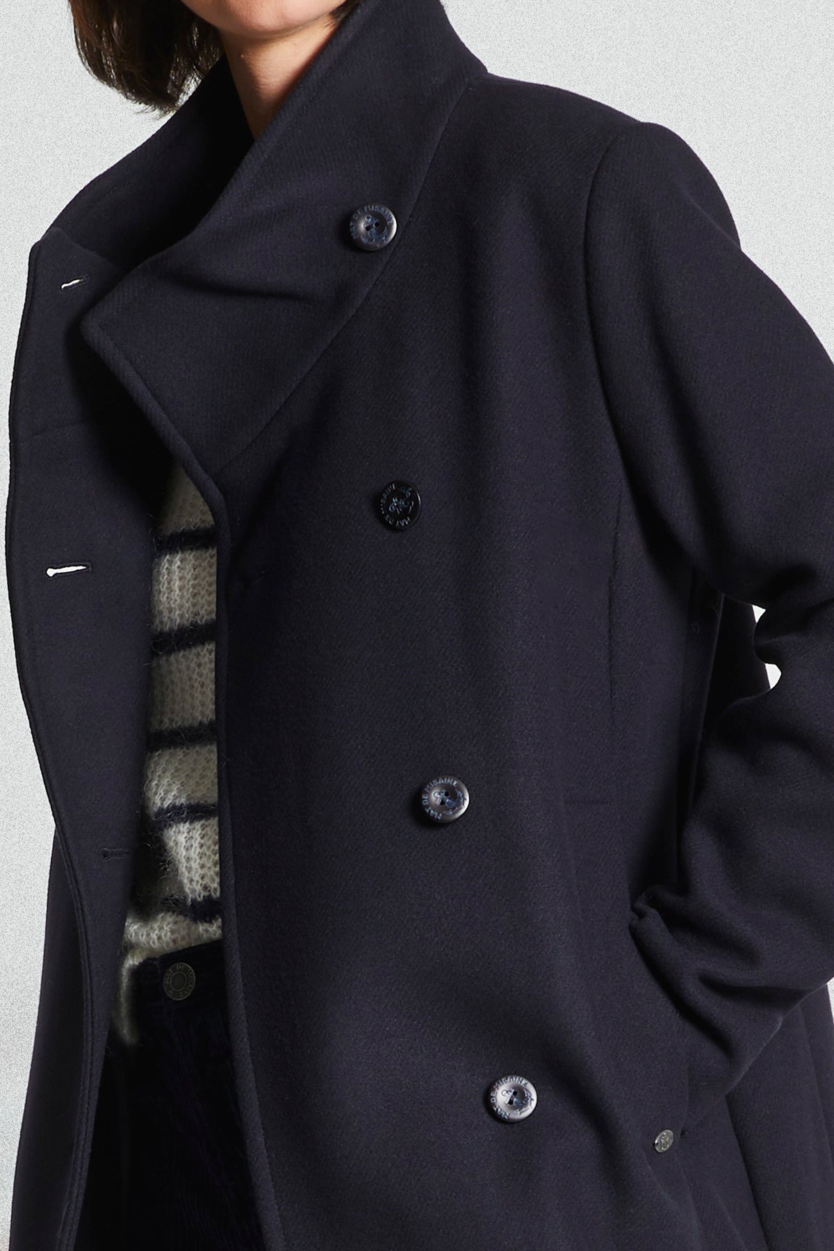 Manteau court en drap de laine FAMO
