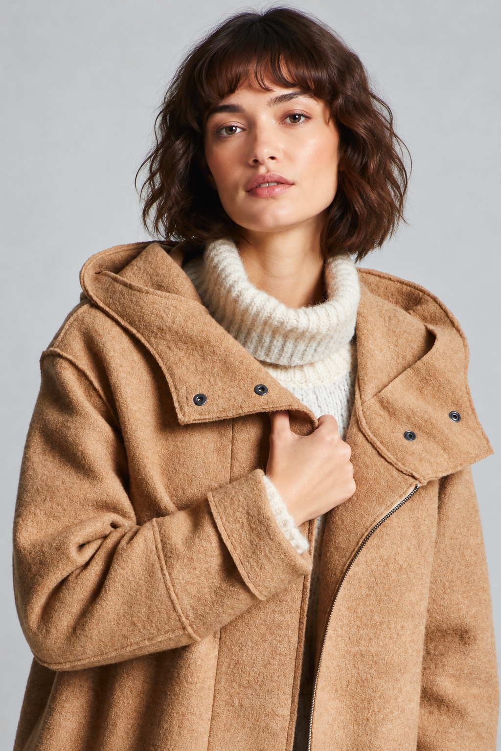 Manteau long à capuche en laine FORTUNE