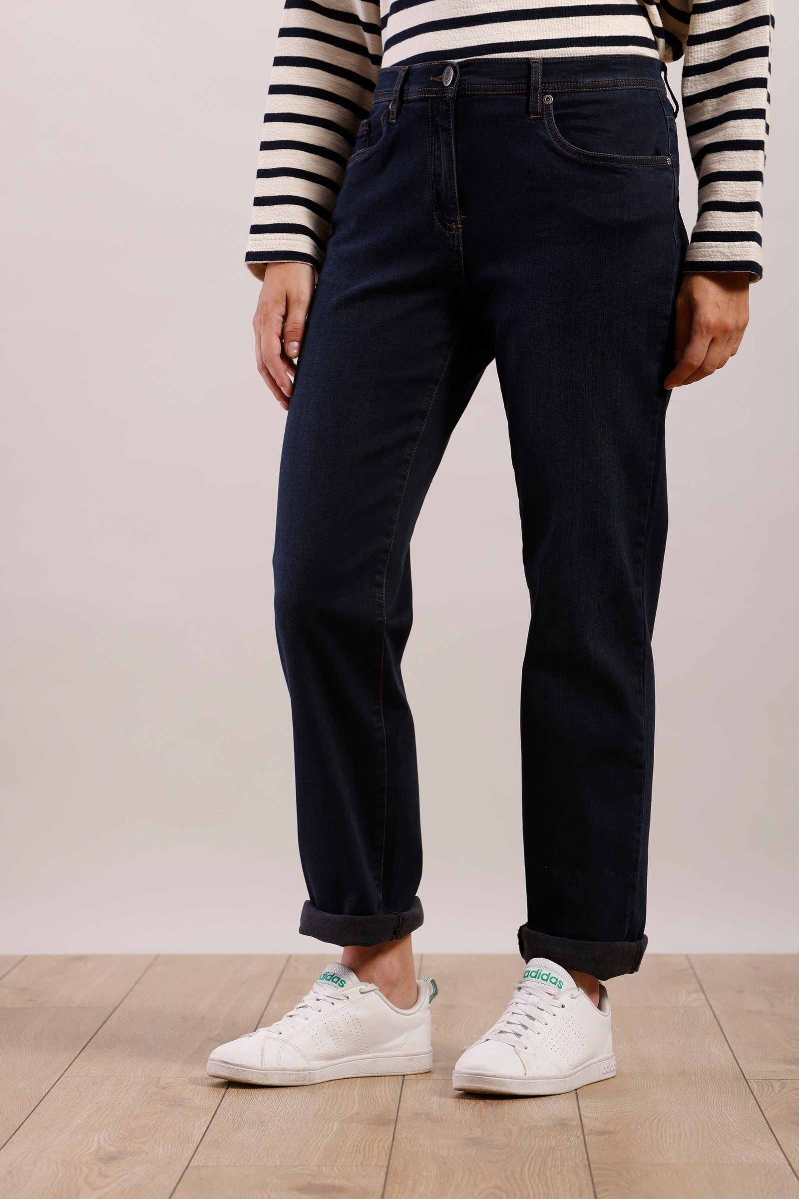 Pantalon taille haute en denim bleu