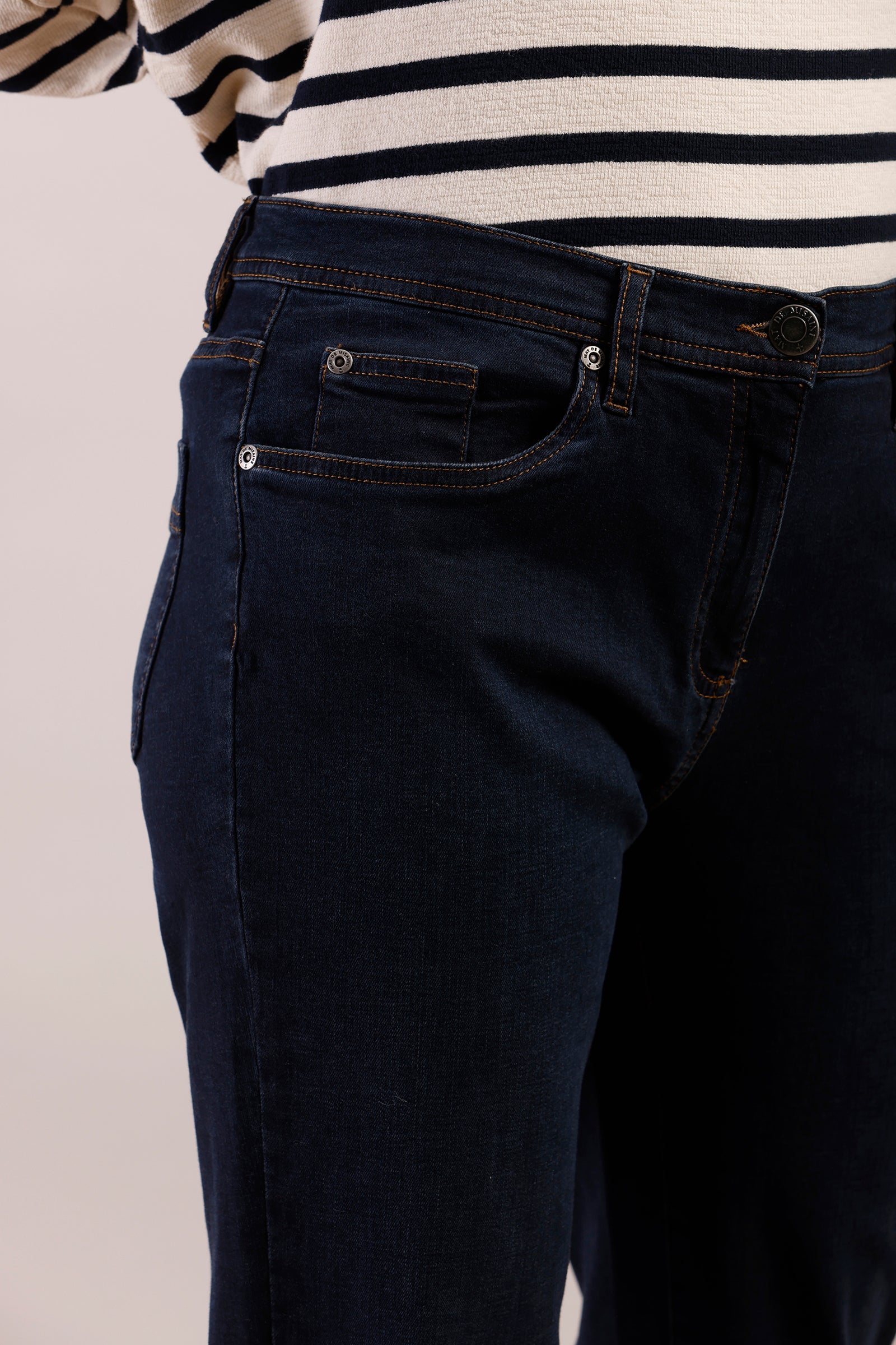 Pantalon taille haute en denim bleu