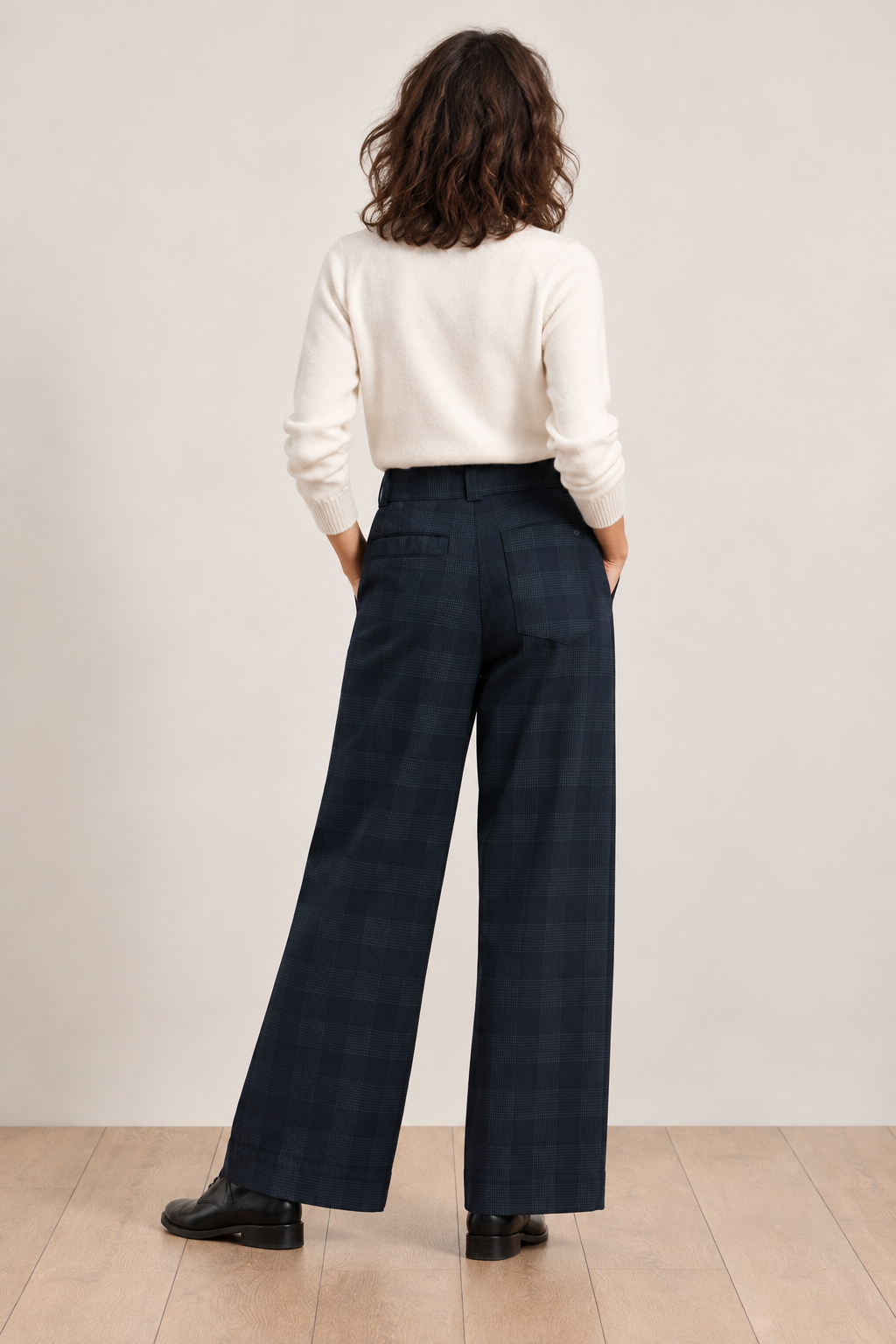 Pantalon large en flanelle à carreaux PIGNON.