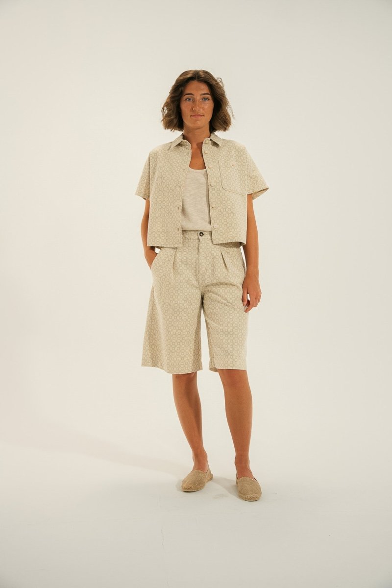 Bermuda élastiqué dos rayé en lin BRESIL - Mat de Misaine