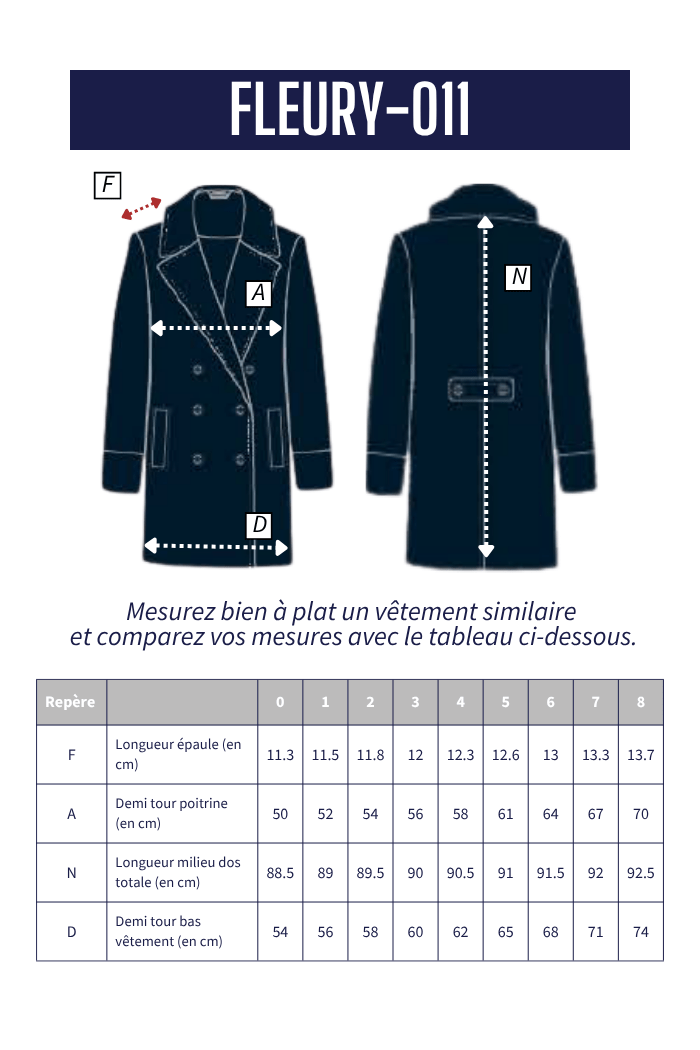 Caban long en drap de laine FLEURY - Mat de Misaine