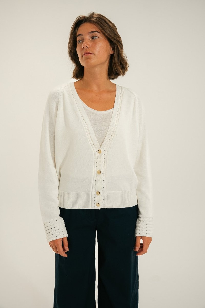 Cardigan boutonné encolure V TAZA - Mat de Misaine