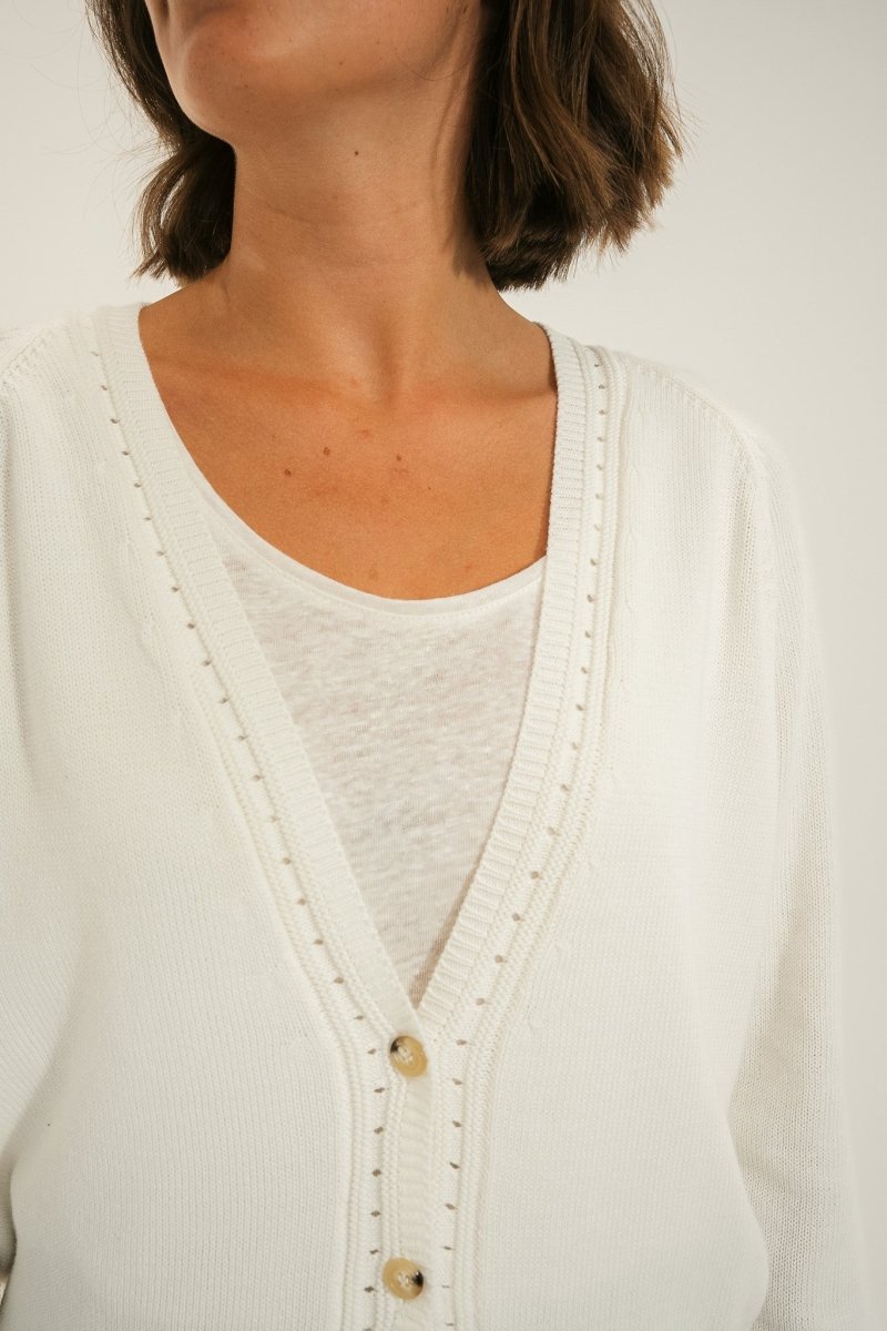 Cardigan boutonné encolure V TAZA - Mat de Misaine