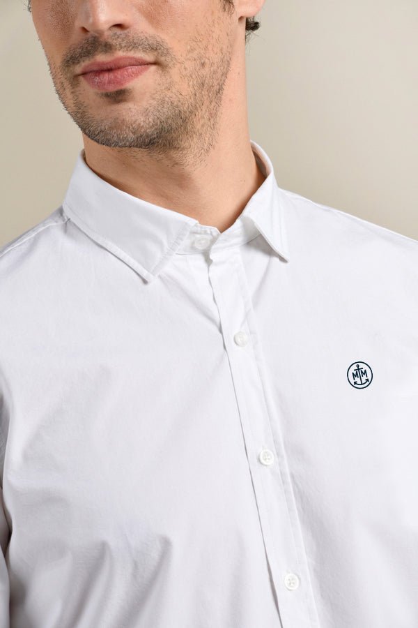 Chemise coupe droite en coton blanc - Mat de Misaine