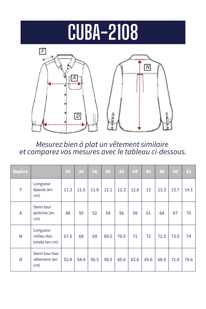 Chemise en popeline de coton CUBA - Mat de Misaine