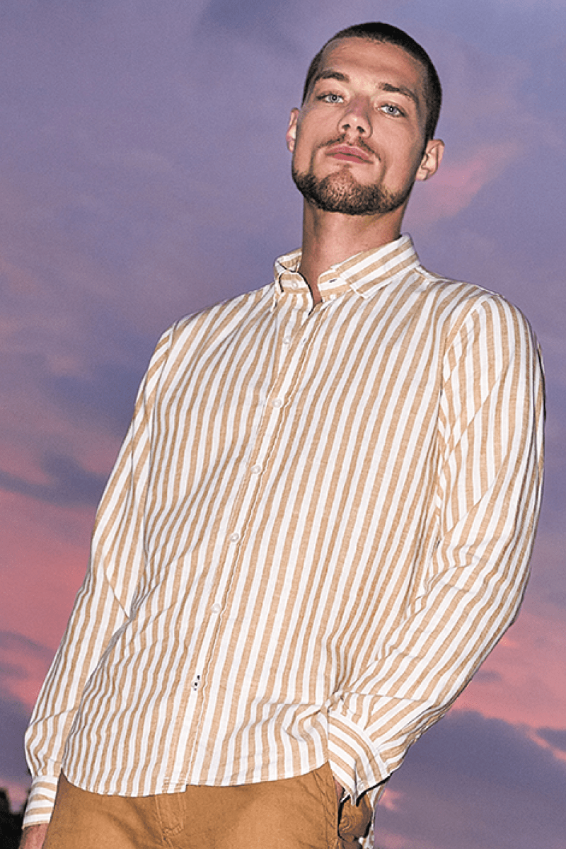 Chemise larges rayures coton/lin CARGUE - Mat de Misaine