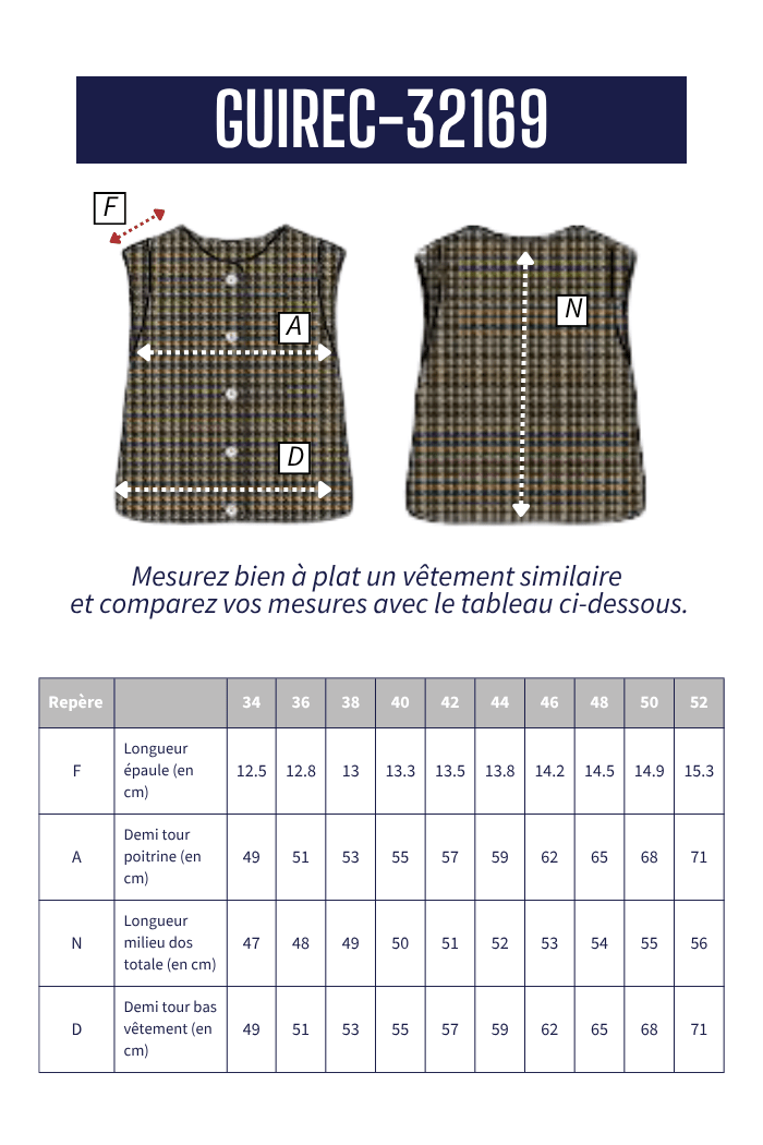 Gilet sans manches pied de poule GUIREC - Mat de Misaine
