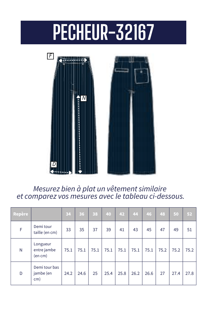 Pantalon à fines rayures PECHEUR - Mat de Misaine