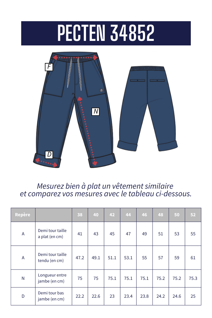Pantalon ample à chevron PECTEN - Mat de Misaine