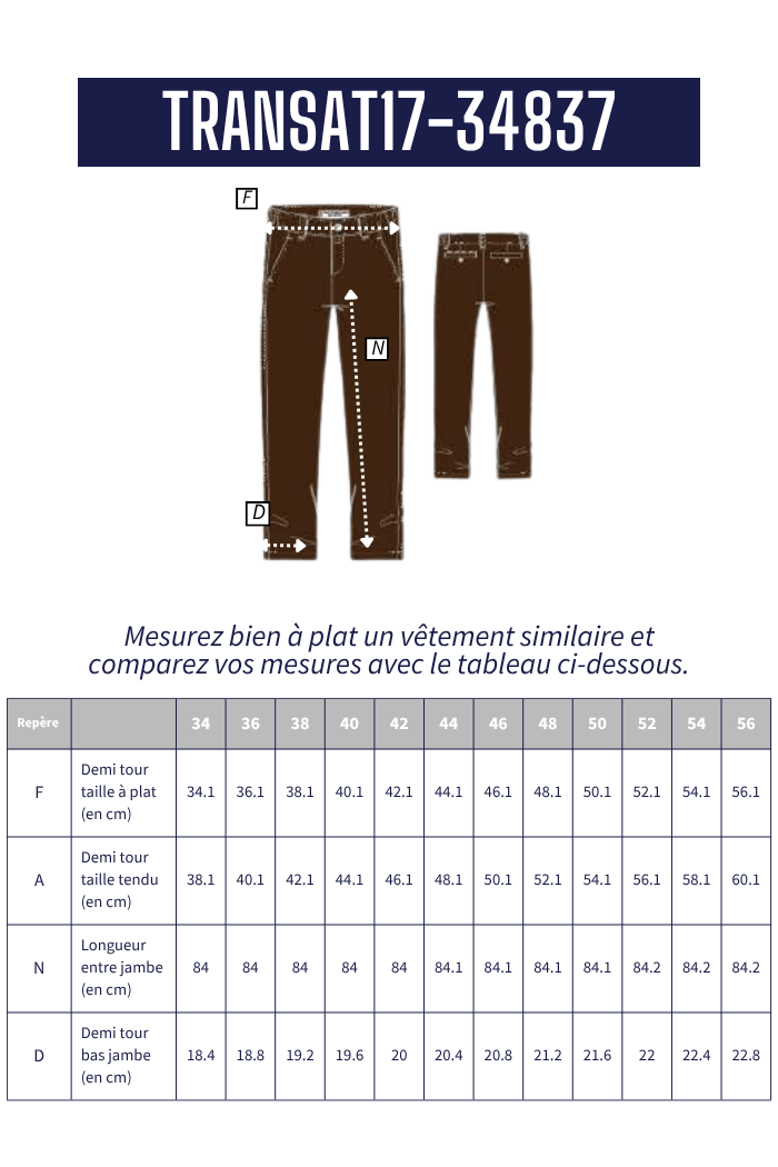 Pantalon chino taille élastiquée TRANSAT - Mat de Misaine