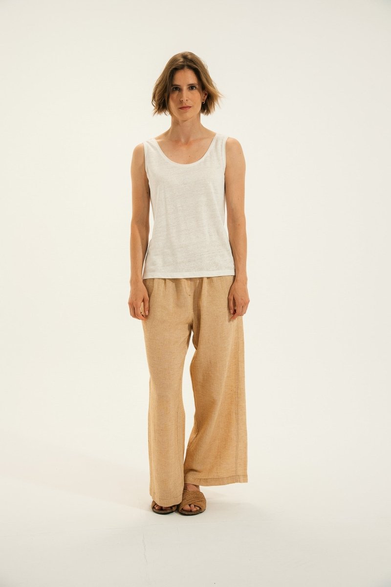 Pantalon élastiqué large en coton et lin PLOVAN - Mat de Misaine