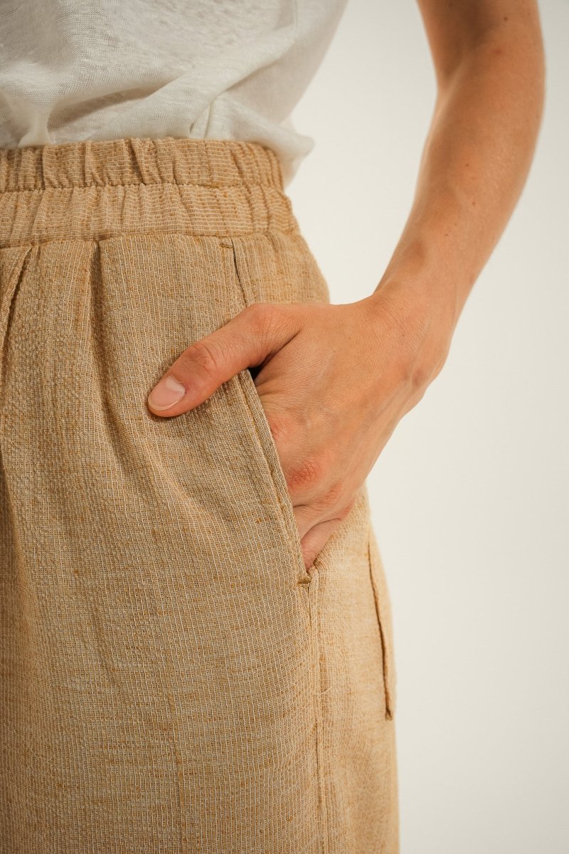 Pantalon élastiqué large en coton et lin PLOVAN - Mat de Misaine