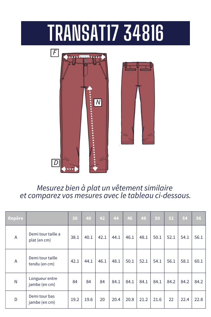 Pantalon élastiqué toile pigmentaire TRANSAT. - Mat de Misaine