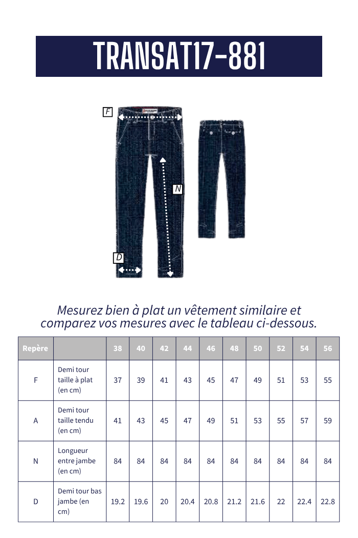 Pantalon en jeans taille élastiquée TRANSAT - Mat de Misaine