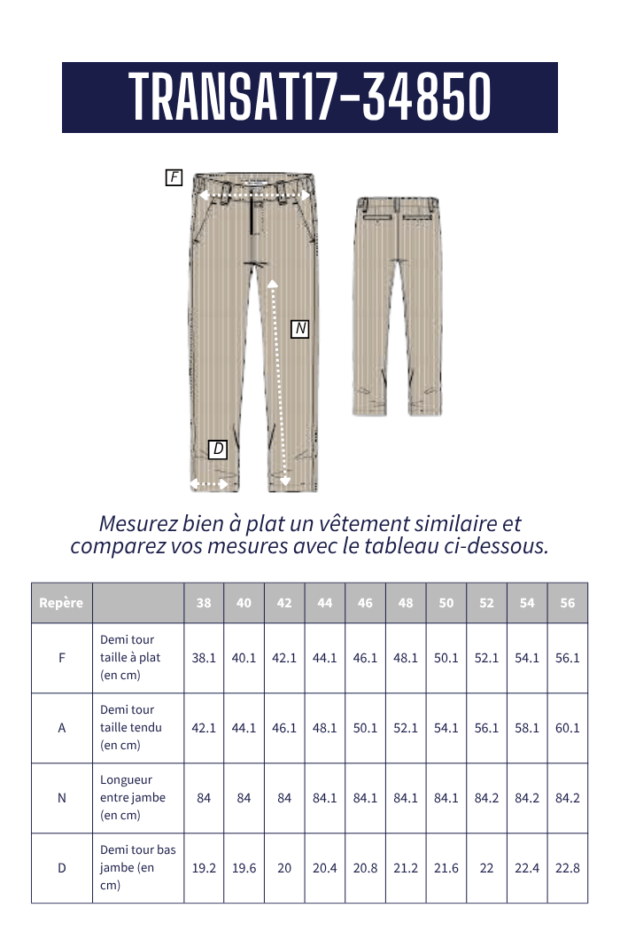Pantalon en velours taille élastiquée TRANSAT - Mat de Misaine
