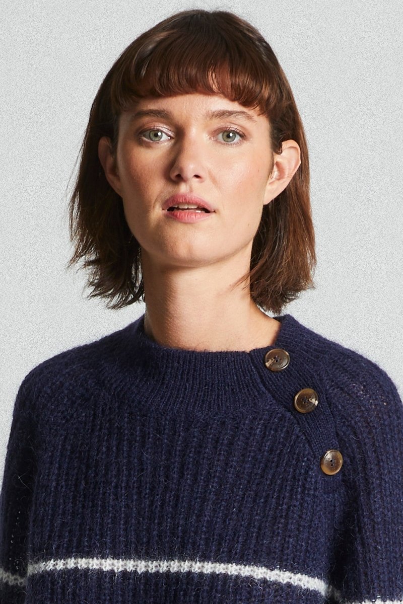Pull avec boutons épaule TECK - Mat de Misaine