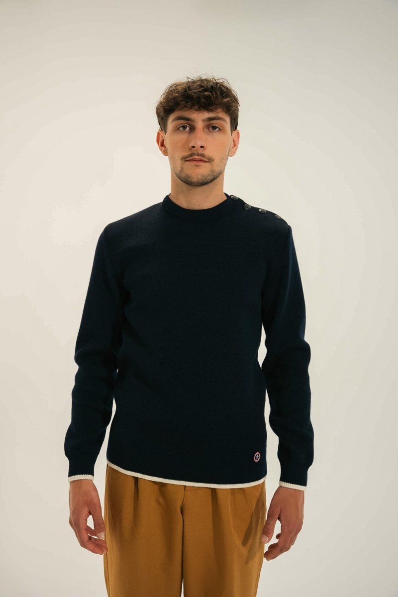 Pull marin MIXTE en laine vierge TIDES - Mat de Misaine