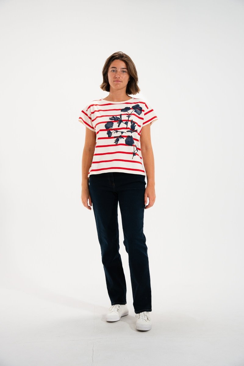 Tshirt marinière avec broderie et sérigraphie MIKA - Mat de Misaine