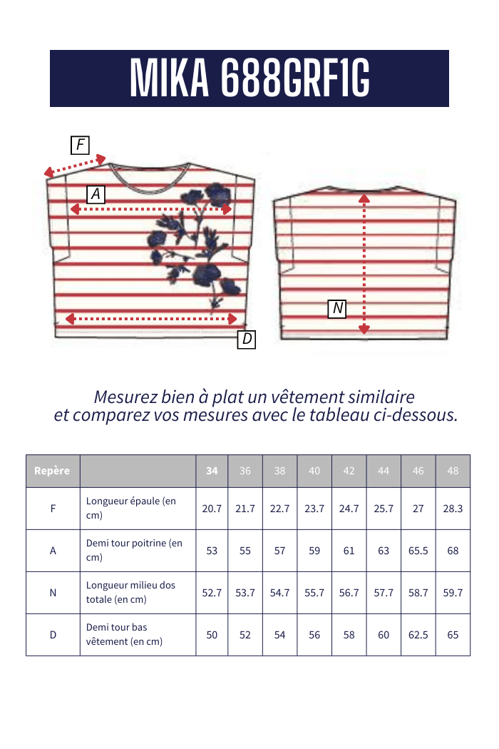 Tshirt marinière avec broderie et sérigraphie MIKA - Mat de Misaine