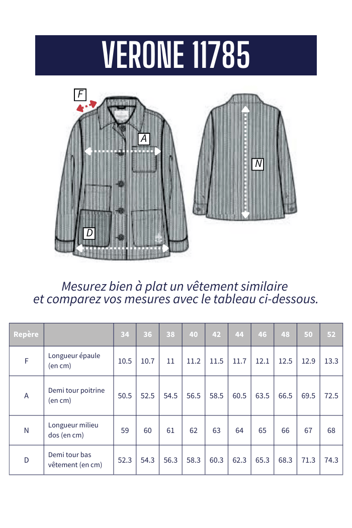 Veste de travail rayée VERONE - Mat de Misaine
