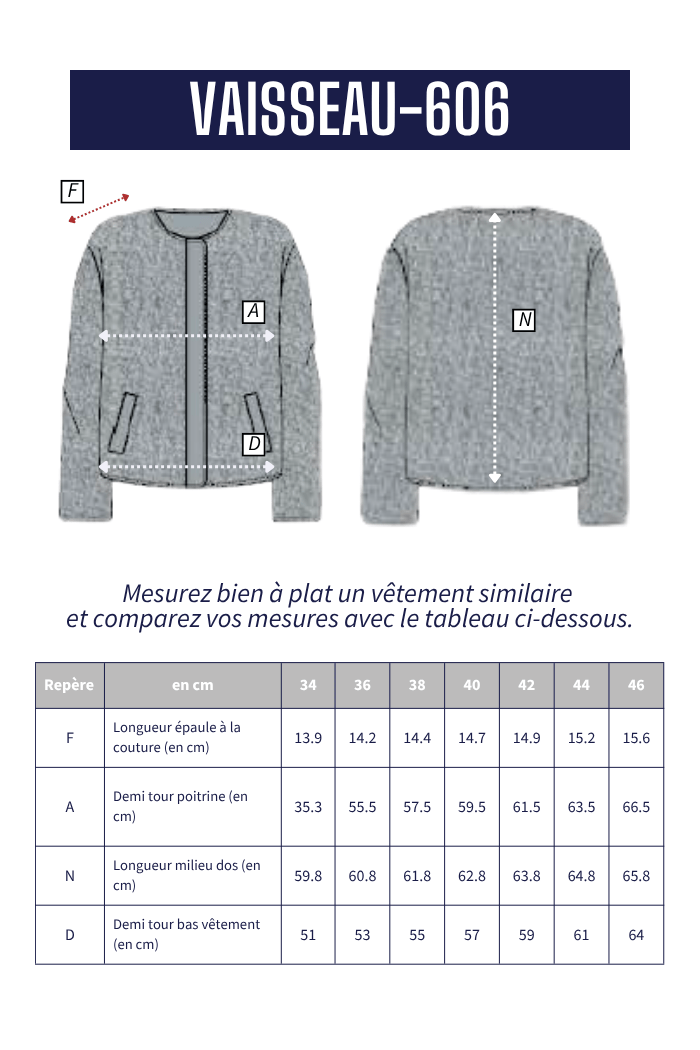 Veste sans col VAISSEAU - Mat de Misaine