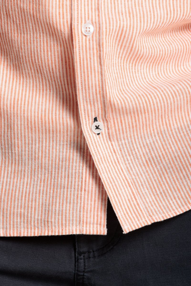 Chemise manches courtes rayée en coton/lin - Mat de Misaine