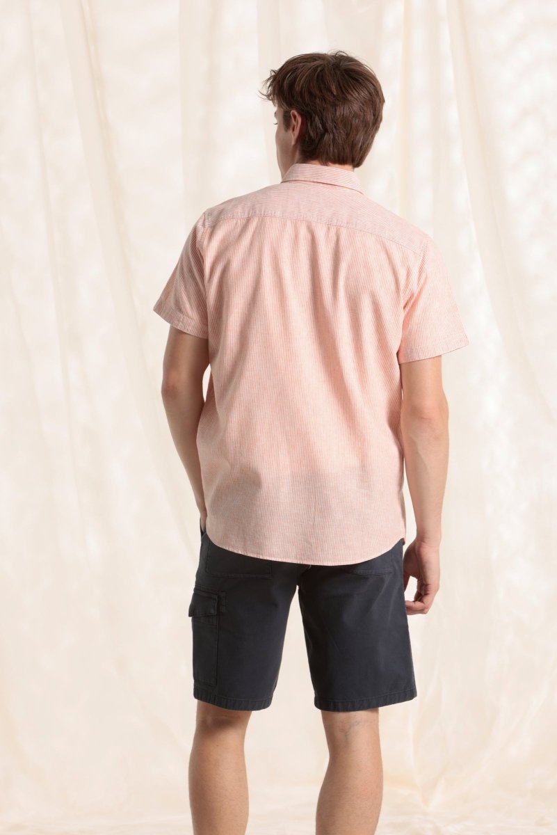 Chemise manches courtes rayée en coton/lin - Mat de Misaine