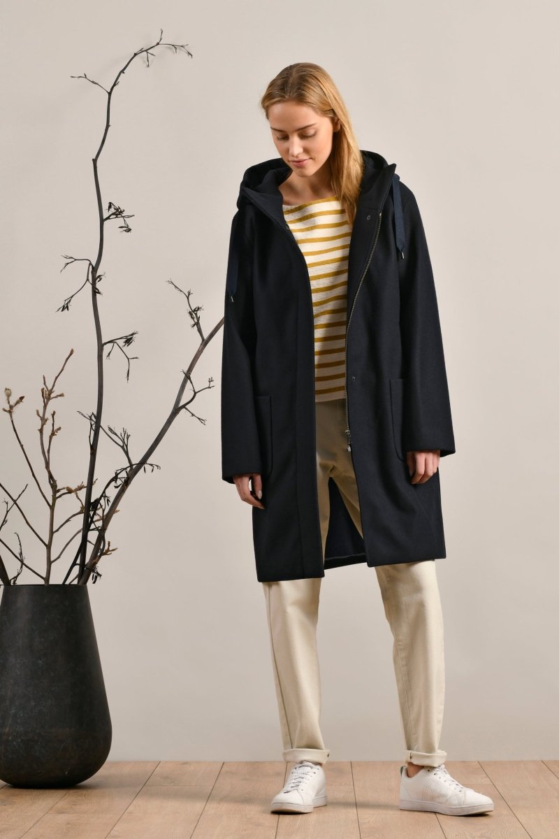 Duffle-coat en laine avec doublure imprimée - Mat de Misaine