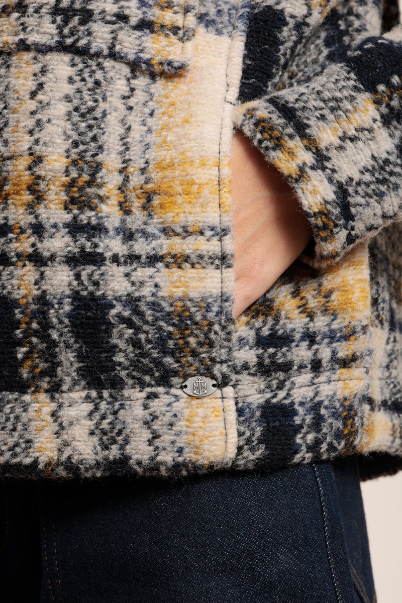 Veste zippée en lainage à carreaux