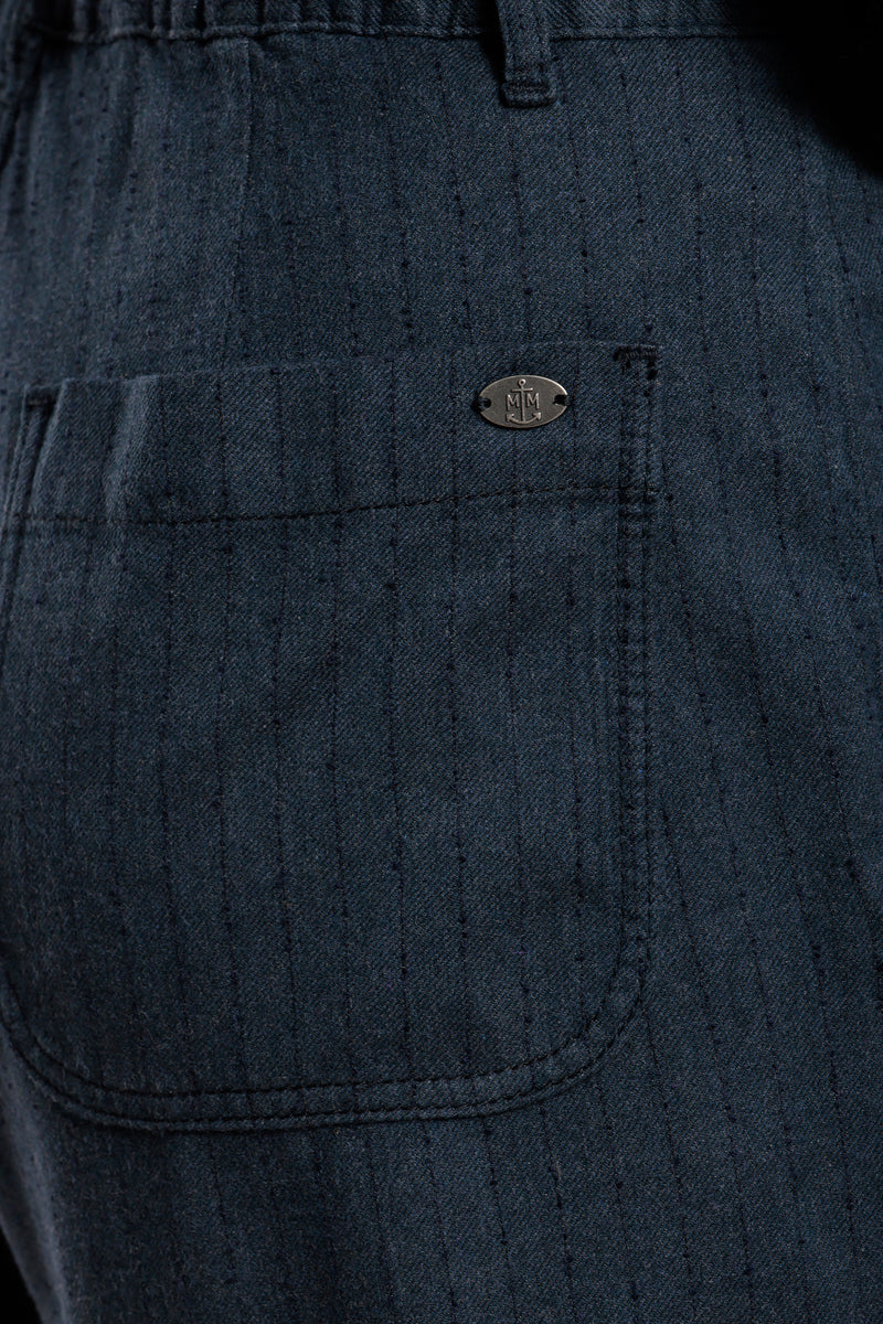 Pantalon taille élastiquée avec jambe arrondie en flanelle