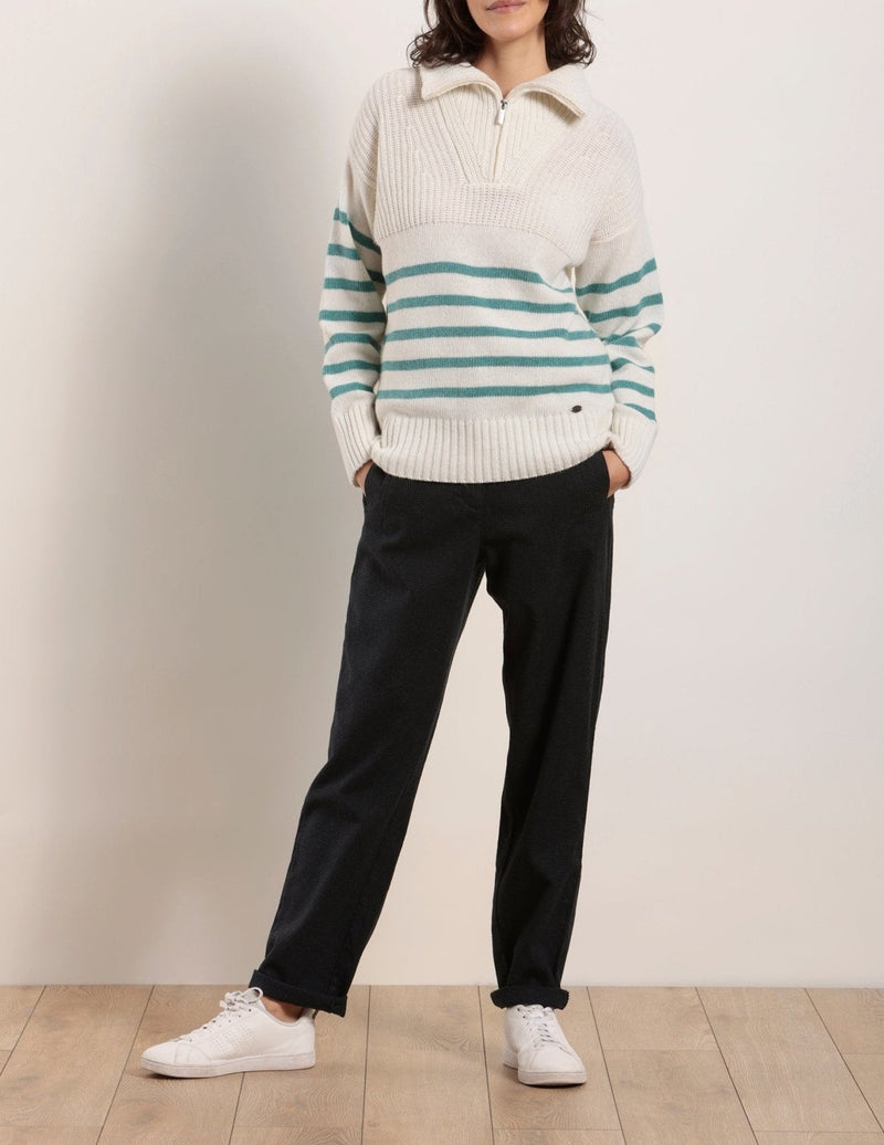Pull col camionneur rayé en laine