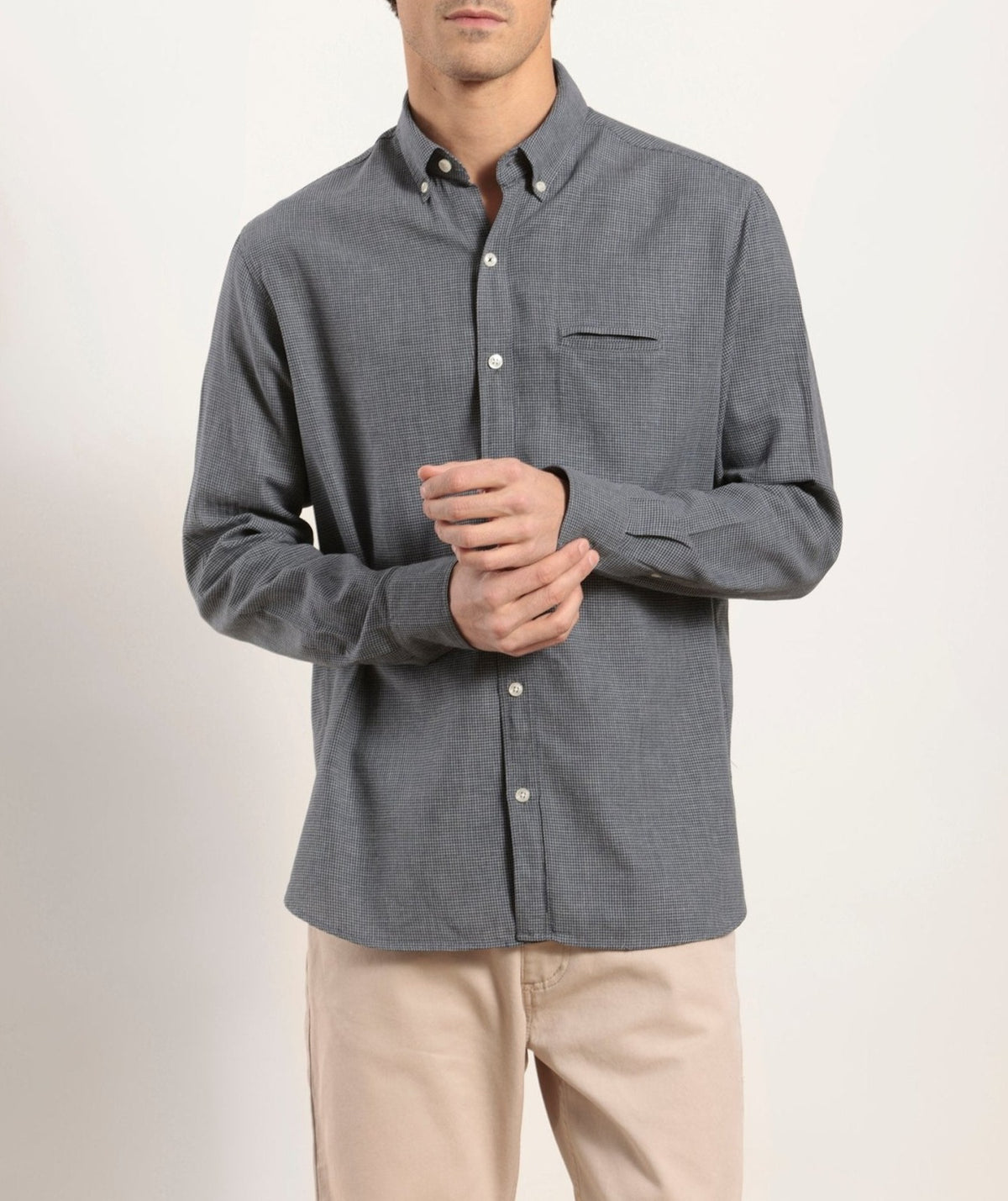 Chemise large en coton motif pied de poule
