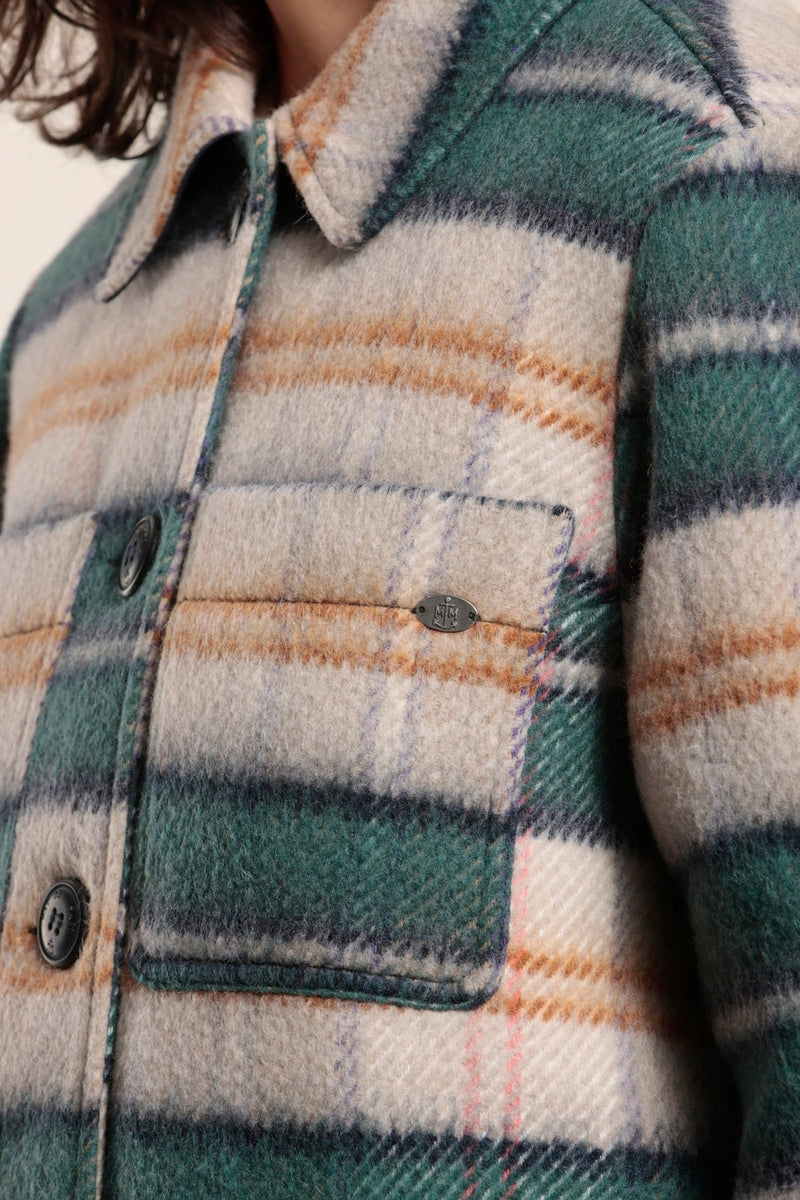 Manteau court en lainage à carreaux