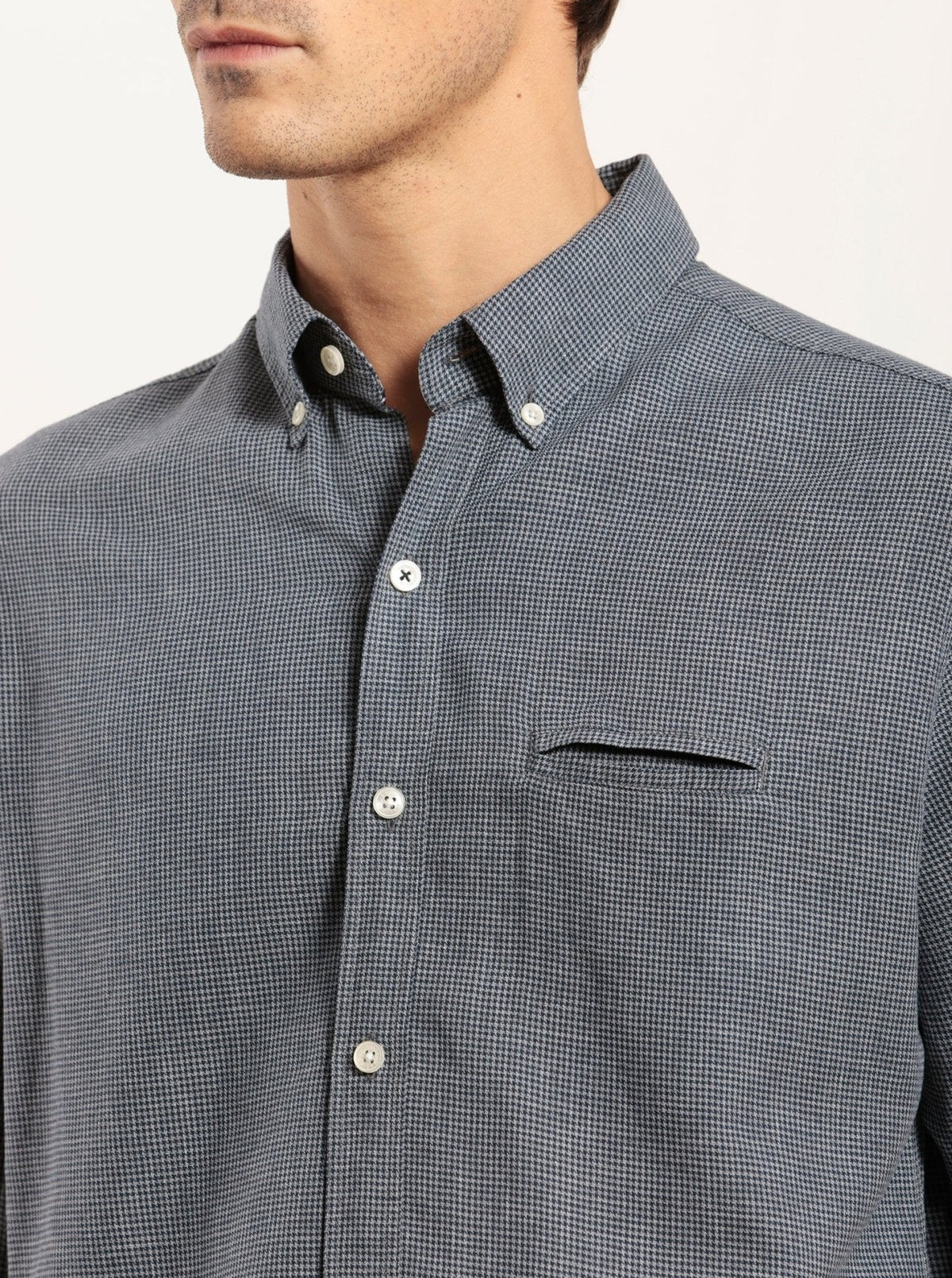Chemise large en coton motif pied de poule