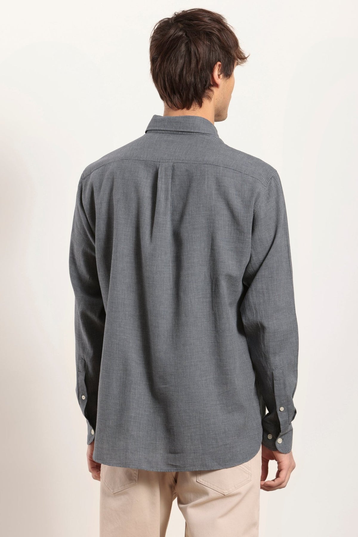Chemise large en coton motif pied de poule