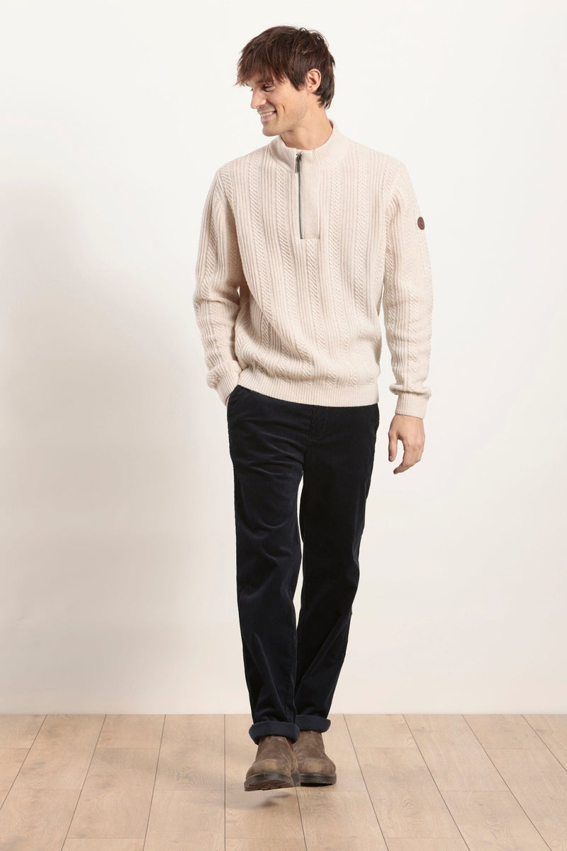 Pantalon chino taille élastiquée en velours de coton bio