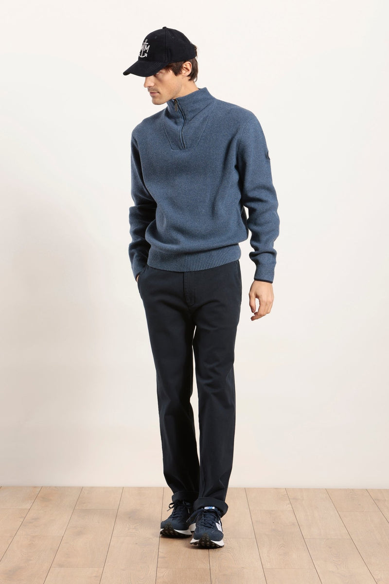Pantalon chino taille élastiquée en drill de coton bio