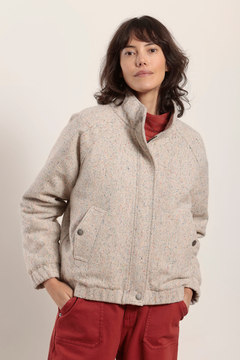 Veste matelassée en tweed pucé