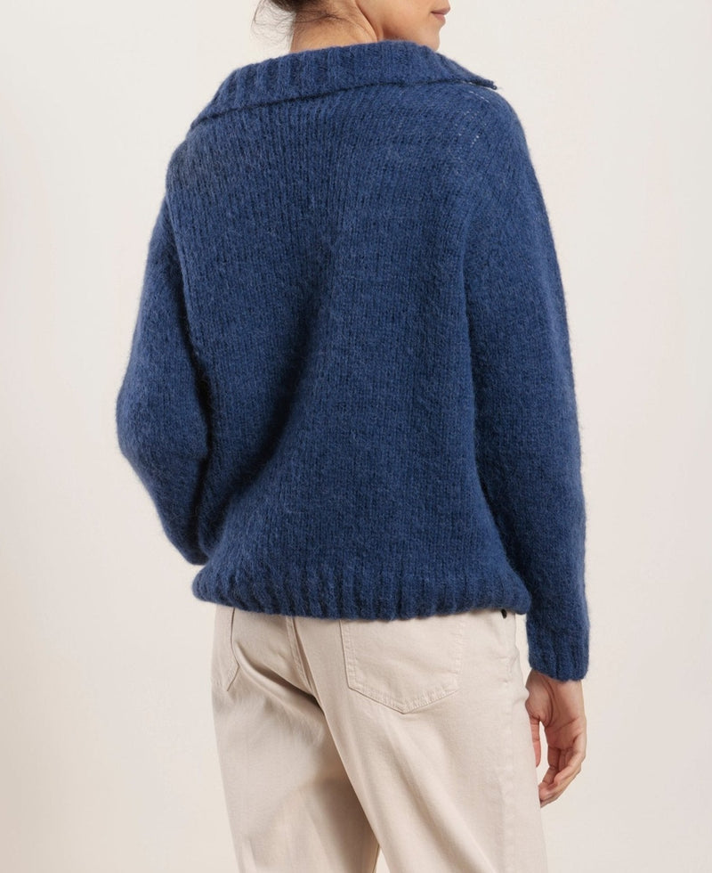 Pull col vareuse en alpaga et laine