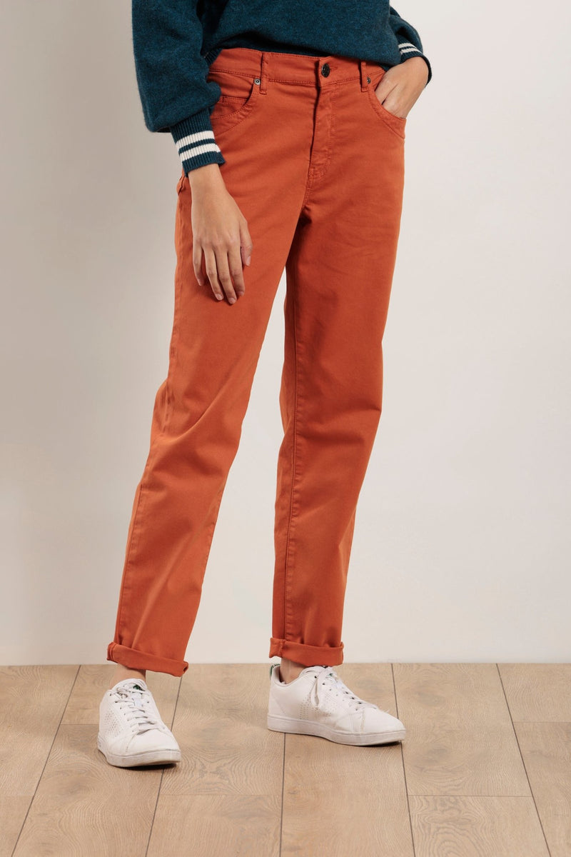 Pantalon taille haute en satin de coton