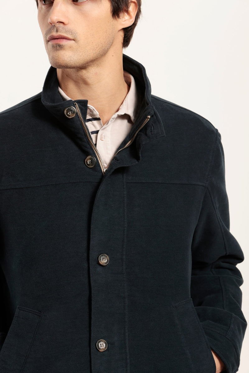 Blouson long en coton avec doublure en sherpa