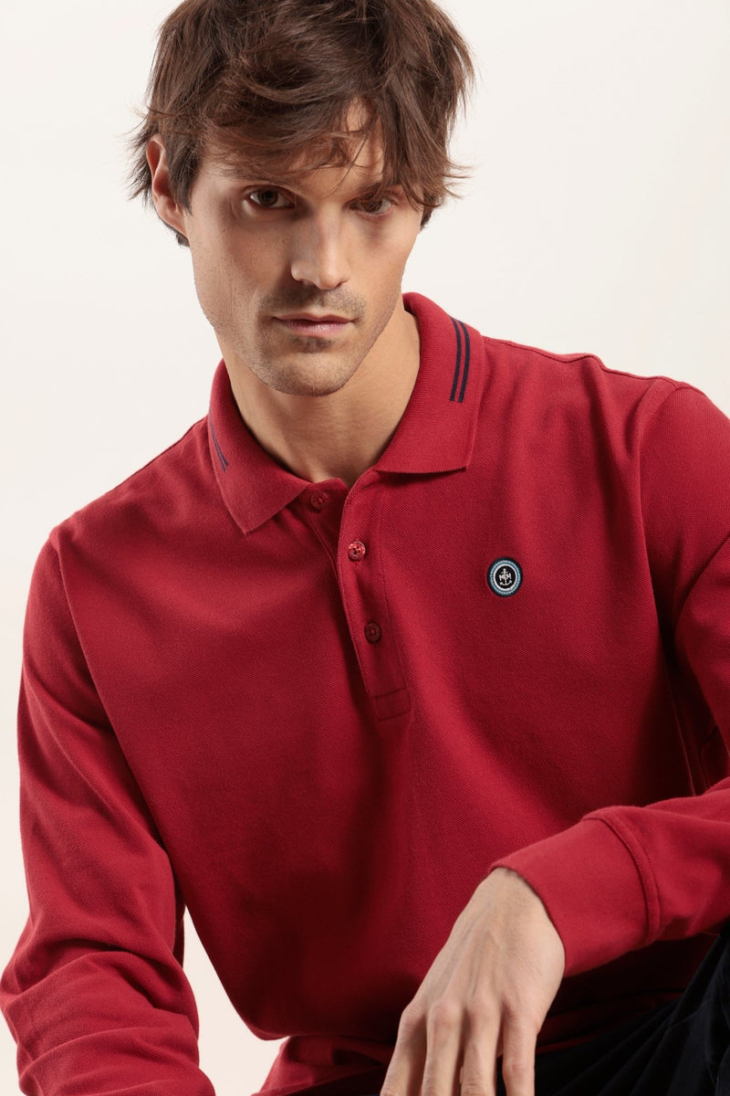 Polo manches longues maille piquée en coton bio