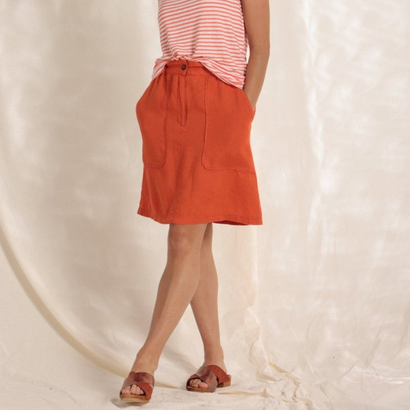 Jupe courte taille élastiquée en lin - Mat de Misaine