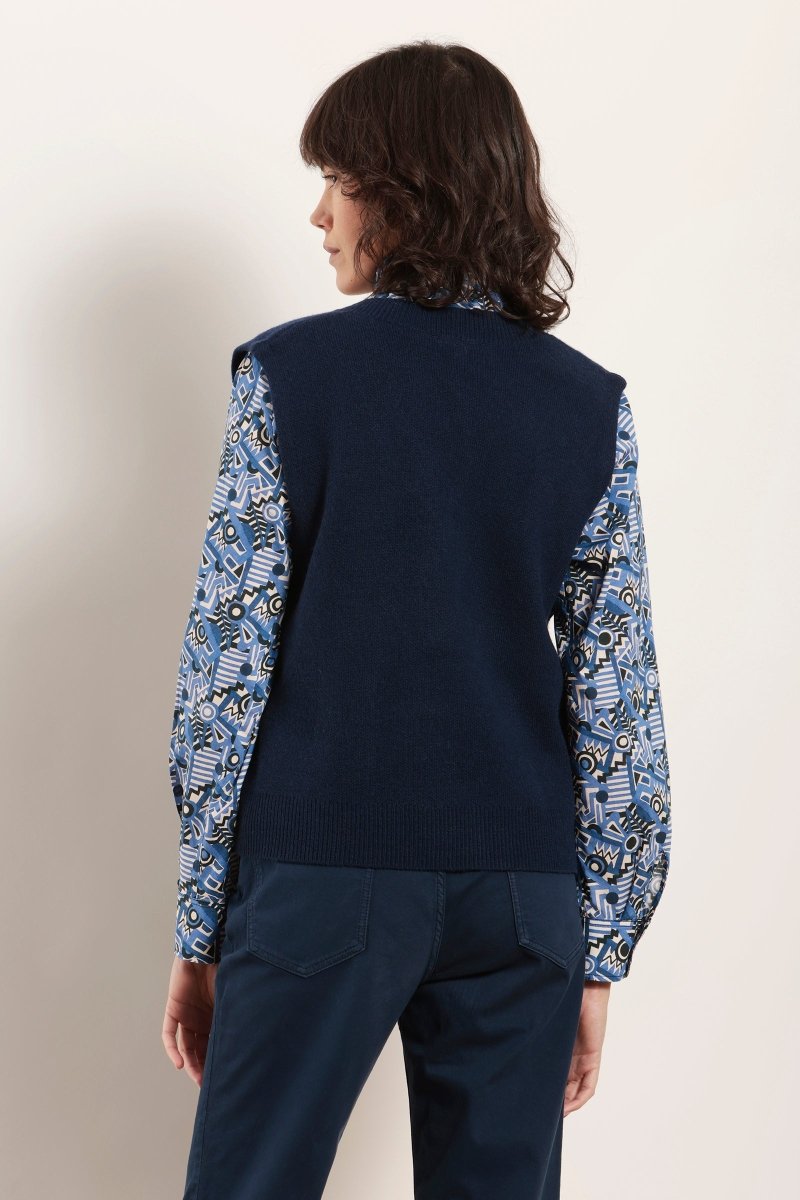 Pull sans manches en laine mérinos - Mat de Misaine