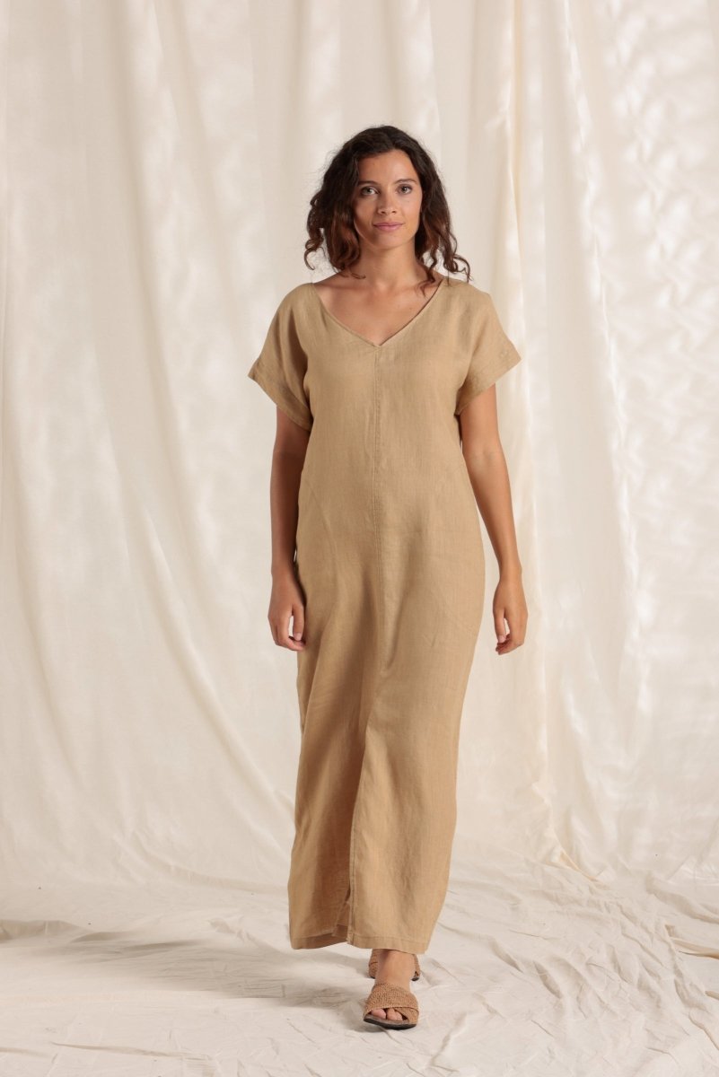 Robe longue décolleté dos en lin - Mat de Misaine