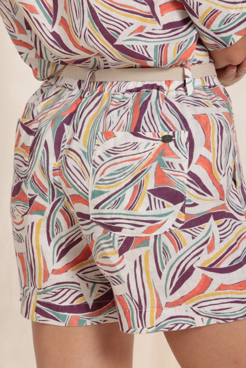 Short taille élastiquée en lin imprimé - Mat de Misaine