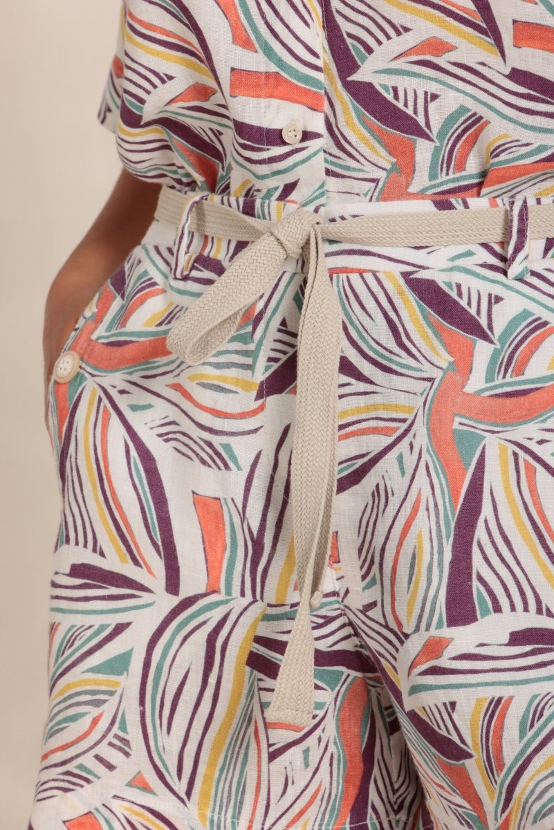 Short taille élastiquée en lin imprimé - Mat de Misaine