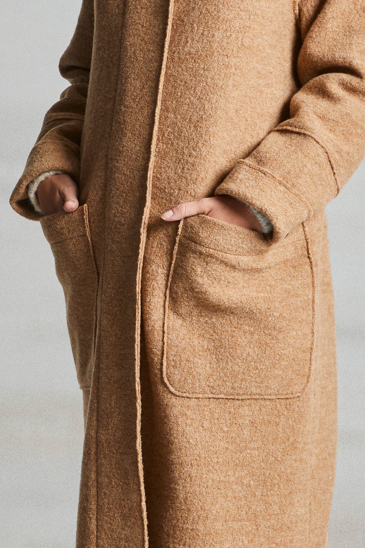 Manteau long à capuche en laine FORTUNE